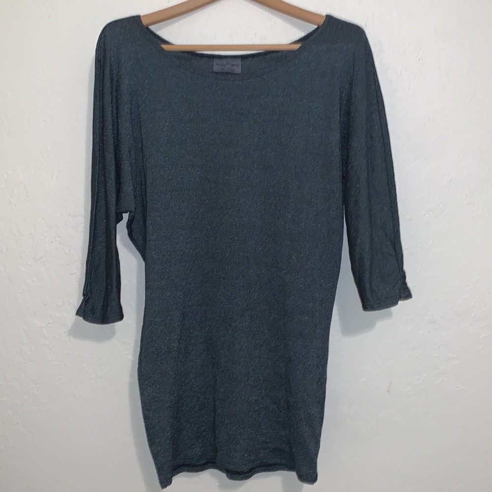 Vintage Y2K Michael Stars Blouson Mini Dress Tunic Metallic Shine Dolman S - M